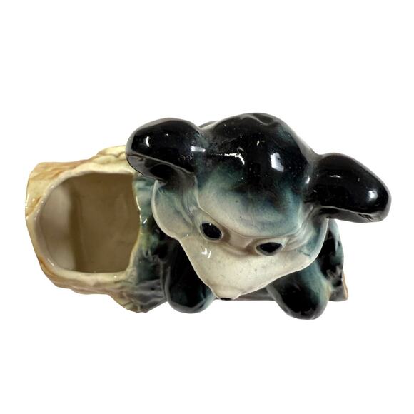 Vintage Ceramic Planter Bear on Log American Bisque Retro MCM Country Succulent - Picture 5 of 10